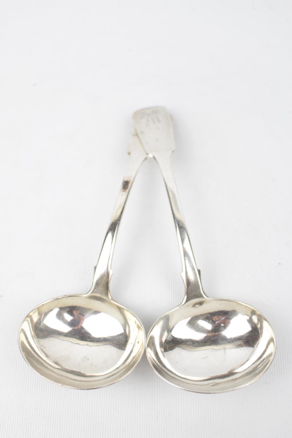 Pair of Fiddle-pattern sauce ladles, London 1833 by Charles Boyton. 126g total weight