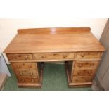 Victorian Walnut Pedestal desk with turned handles of 9 drawers (come loss to handles