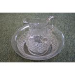 Heavy Cut Glass Edwardian Wash Jug with matching bowl 37cm in Diameter
