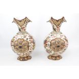 Pair of Reticulated Flared vases in the manner of Fischer of Hungary, 29cm in Height
