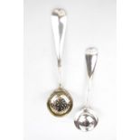 2 Mappin & Webb Silver Ladles one with Gilt Pierced bowl, London 1918. 121g total weight