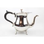 Large Silver Edward VII Teapot by Mappin & Webb supported on pad feet, London 1903, 740g total