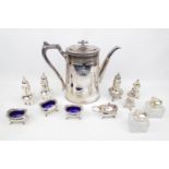 Collection of Silver plated tableware's inc. Tureens, Teapot with Chased decoration, Cruet sets,