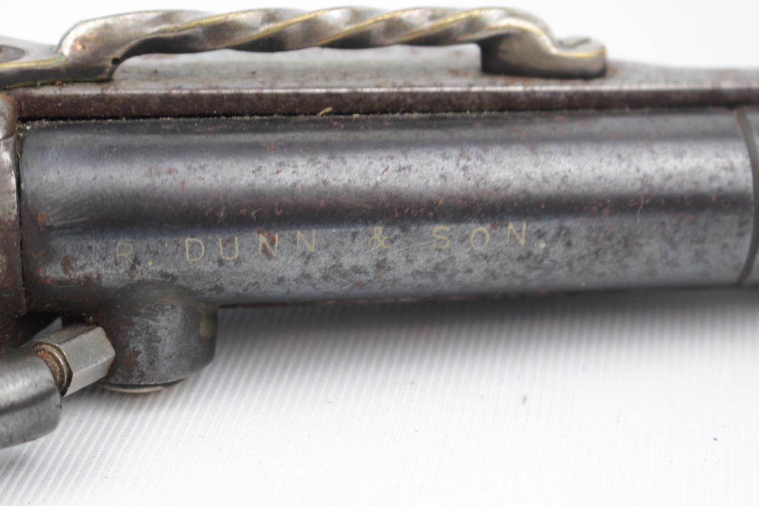 Interesting R Dunn & Son metal bodied percussion pistol with brass handled ram rod, engraved W - Image 3 of 3