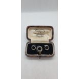 Cased Set of 3 White metal dress studs in Munsey & Co Ltd of Cambridge Case