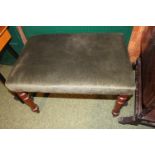 20thC Upholstered Stool on turned supports. 69cm in Width
