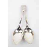 Pair of Silver Fiddle pattern serving spoons by James Smith & Sons, London 1834 initialled H, 162g