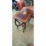 Rosewood Window table with Inlaid decoration over under tier and slender legs