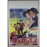 Joel McCrea Original Belgium Movie Poster "Les Chevaliers du Texas" Warner Brothers c1949.