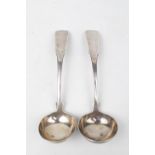 Pair of Georgian Scottish plain fiddle pattern sauce ladles, Glasgow 1819 by Philip Grierson. 103g