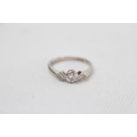 Art Deco Style 18ct Gold Diamond set ring, Central Brilliant Cut Diamond in rub over setting with