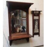 Edwardian mantel mirror and a Mahogany framed Sepia print of a woman with Dove