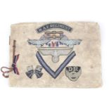 RAF Regiment photo album, Original tropical breast Eagle on cover with RAF printed insignia mainly