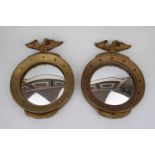 Pair of Gilt Framed Empire style Giltwood Porthole Mirrors 24cm in Height
