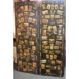 Large 3 Fold Decoupage screen with Postcards and American Indian pictures. 201cm in Width by 199cm