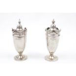 Pair of Silver Pepperettes with wavy edge rims. by Martin Hall & Co Ltd. 86g total weight