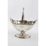 Georgian Style boat shaped sugar basket with swing handle 5'' by Mappin & Webb Sheffield 1915,