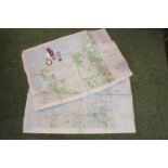 2 Maps of Holland showing Market Garden area with Stop watch and Medals