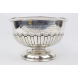 Silver Rose Bowl of fluted design by Joseph Gray Styles Birmingham 1926, 349g total weight