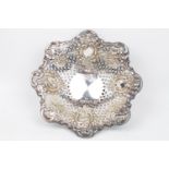 Victorian embossed dish with pierced decoration, 15cm in Width, Sheffield 1894 - 119g total weight