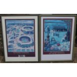 Two Official Wimbledon Championship Posters Framed 1999/2000