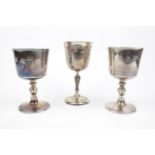 Pair of Silver Goblets with Gilded interiors by Barker Ellis Silver Co Birmingham 1971 & 1975 with a