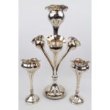Early 20thC Weighted Silver 4 Branch Tulip vase Birmingham 1919 by Joseph Gloster Ltd 787g total