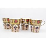 Set of 4 Royal Crown Derby Old Imari 1128 Mugs (3 LI First Quality & 1 LV Second Quality)