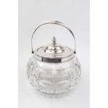 Good quality George V Silver topped biscuit barrel with cut glass body. Sheffield 1919 by Harrison