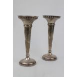 Pair of Art Deco Silver spill vases with pierced star rims. 15cm in Height. Birmingham 1930 by