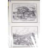 Van Croden limited edition prints 'Cooks Cottage, Marston in Cleveland' and 'Staithes' signed in