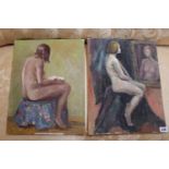 Angela Stones (1914-1995) 2 Oil on board Nude Portraits. Studied under her mother Dorothy