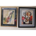 2 Framed Rosina Wachtmeister prints of musical theme. 23 x27cm