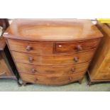 Victorian Bow fronted chest of 2 over 3 drawers supported on bracket feet. 106cm in Width