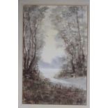 Rosslyn Ruiz (1935-) View of a woodland stream watercolour 19 x 22cm