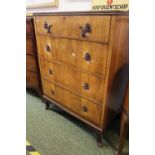 1930s Walnut Chest of 4 drawers on cabriole elgs and a matching Kidney shaped dressing table