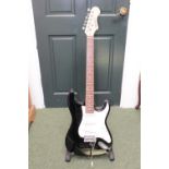 Elevation Stratocaster Style Black bodied Guitar with Chrome fittings