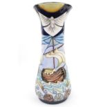 Moorcroft Winds of Change Hour glass vase dated 1999. A Very Impressive vase designed by Rachel