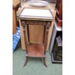 20thC Empire style Marble topped jardinière table with brass gallery over slender fluted supports