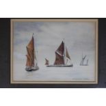 K G Somers-Yeates framed and mounted watercolour of Fishing boats. 23 x 16cm