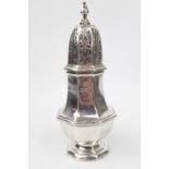 Good George III Style heavy octagonal Silver castor with baluster finial. London 1974 by Asprey &