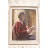 Angela Stones (1914-1995) Oil on Board of a Gentleman reading . Studied under her mother Dorothy