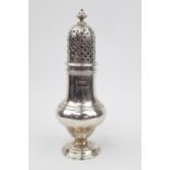 Heavy 18thC style castor with urn finial by Thomas Bradbury & Sons, Sheffield 1951. 19cm in