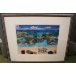 Maureen Riggs signed in pencil giclée print of a beach and reef.