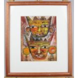 I Nyoman Aptika (1969) Balinese Original Signed Oil Painting. Framed measures 28cm by 32cm.