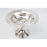 George V Silver Tazza / Comport with pierced bowl and embossed garland decoration with spreading