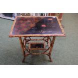 Victorian Bamboo rectangular table with shaped supports and under tier. 64cm in Width