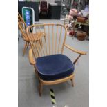 Ercol 364 Short Back Easy Chair with blue Label England