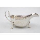 Mid 20thC Silver Sauce boat on pad feet 15cm in Length, Sheffield 1949 by Viners Ltd. 108g total