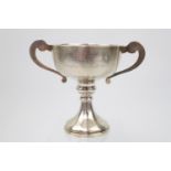 George V Silver two handled trophy on pedestal turned stem. 9.5cm in Height. Birmingham 1927 by